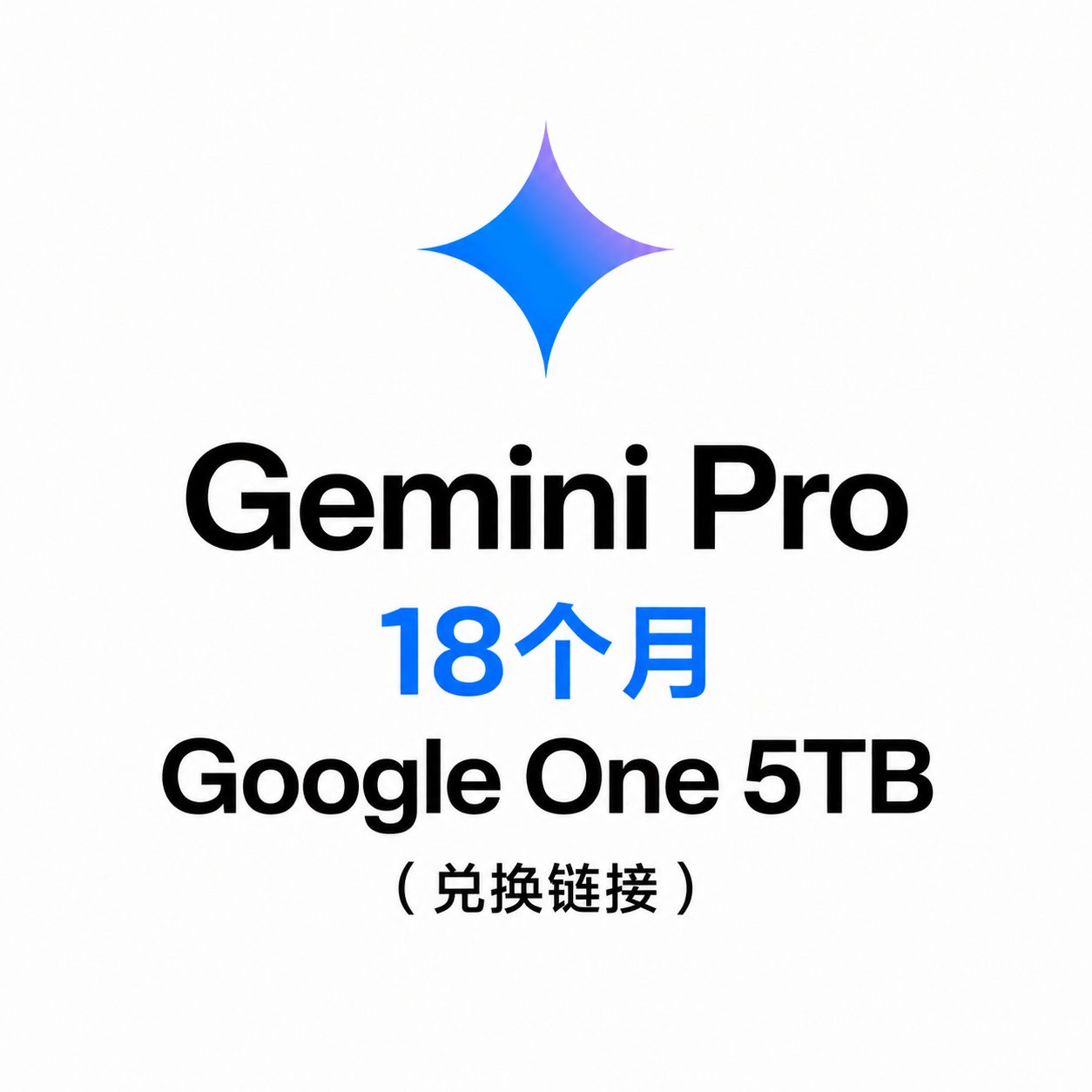Gemini Pro 18个月 Google One 5TB（兑换链接）